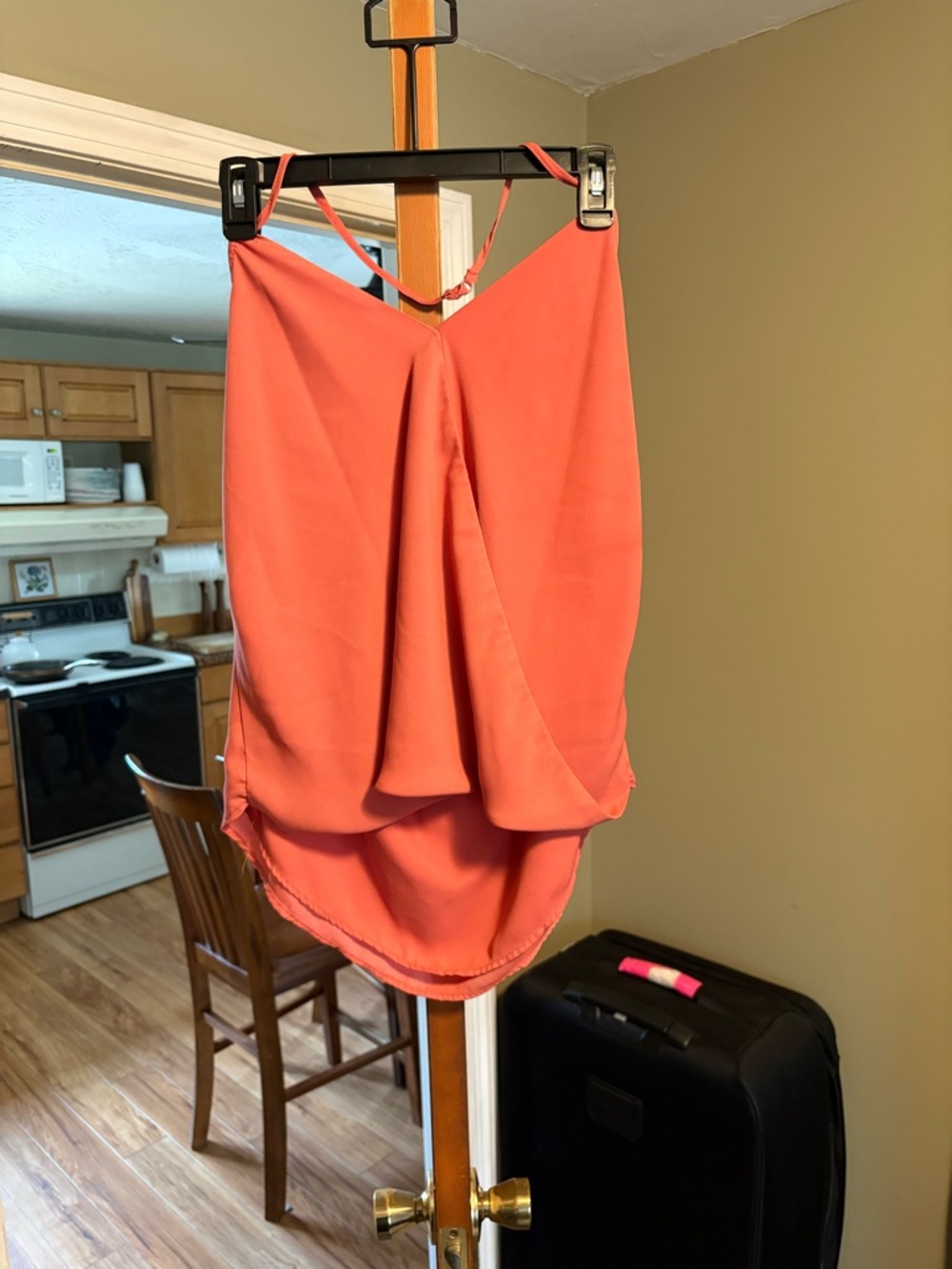 Women's Coral Draped High-Low halter top